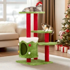 FURNIinspire Pet Tower 32in Christmas Themed Cat Tower Cat Tree, 3 Level Plush Cat Condo, Indoor Cat Activity Center, Multicolored, 27.5"*23.5"*32.5" -Home Haven Furniture Store GUEST a57f05cb be22 4c33 a932 fc27d46236be