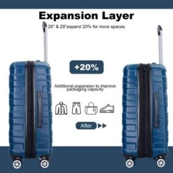 FURNIinspire Bag And Luggage Sets 5 Piece Expandable Hard Shell Suitcase Set Stylish Rolling Travel Luggage For Family, Blue, 20.28"*11.42"*30.31" -Home Haven Furniture Store GUEST a7b9eb88 e3db 4259 af6a a5a700cd4148