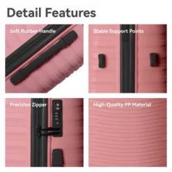 FURNIinspire Bag And Luggage Sets 3 Piece Rolling Suitcase Set, Hard Suitcases With Wheels, Lightweight Travel Luggage, Pink, 21.46"*12.01"*30.51" -Home Haven Furniture Store GUEST a7cb8bf3 a639 4513 bdc7 20cc0389549d