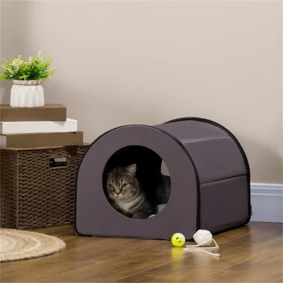 FURNIinspire Pet Crates And Houses Portable Heated Cat Bed Waterproof Pet House, Indoor Comfy Folding Cat House, Black, 21.25"*15.74"*13.5" 3 FURNIinspire Pet Crates And Houses Portable Heated Cat Bed Waterproof Pet House, Indoor Comfy Folding Cat House, Black, 21.25"*15.74"*13.5"