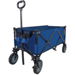 FURNIinspire Outdoor Serving Carts Utility Collapsible Folding Wagon Cart Heavy Duty Foldable Beach Wagon For Camping, Blue, 34.65"*17.71"*35.23" -Home Haven Furniture Store GUEST a8cef525 d7f9 423b aaf1 4b266499a6c2