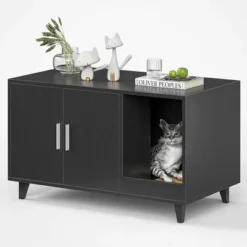 FURNIinspire Pet Crates And Houses, Multi-Functional Cat Cabinet, Comfortable Cat Space With Entrances, For Home, Black, 33.5"*18.5"*19.9" 11 FURNIinspire Pet Crates And Houses, Multi-Functional Cat Cabinet, Comfortable Cat Space With Entrances, For Home, Black, 33.5"*18.5"*19.9" -Home Haven Furniture Store GUEST a90184ee a8e9 41dc a966 8d22ac834ca4