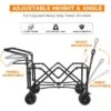 FURNIinspire Outdoor Serving Carts Collapsible Wagon 140L Wagons Carts Foldable For All-Terrain With Brake For Camping Beach, Black, 44.9"*20"*46.8"