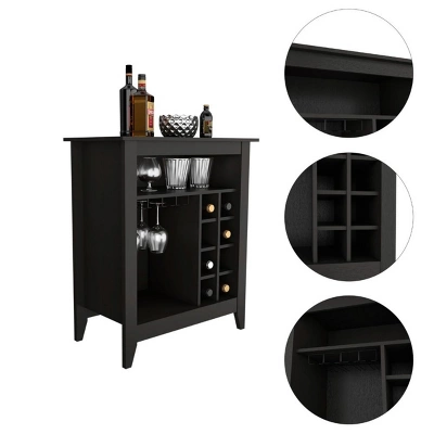 FURNIinspire Wine Racks Bar Cabinet, Wine Cabinet, Sideboard Kitchen Cupboards With Open Shelf, Wine Rack, Black, 17.7"*32.5"*37.07" 6 FURNIinspire Wine Racks Bar Cabinet, Wine Cabinet, Sideboard Kitchen Cupboards With Open Shelf, Wine Rack, Black, 17.7"*32.5"*37.07" - Image 4