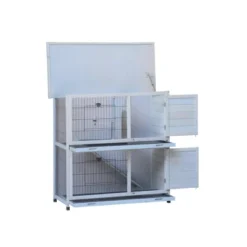 FURNIinspire Rabbit Hutch Outdoor, 2-Story Rabbit Cage Indoor With Run, Bunny Cage With 2 Removable No-Leak Trays, Non-Slip Ramp, 41"*19.7"*40.55" -Home Haven Furniture Store GUEST a9f7362b 4721 4e19 aacf f5864bbf693b