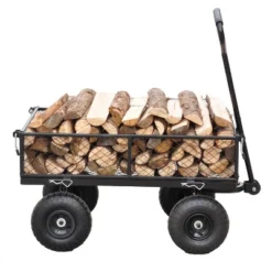 FURNIinspire Wheelbarrows And Lawn Carts Outdoor Steel Frame Wagon Cart Garden Cart, Ideal For Firewood And Yard Debris, Black, 40“*19"*40" -Home Haven Furniture Store GUEST aa71d35a 512c 4adb 8fcd 2d8ca2d88d82
