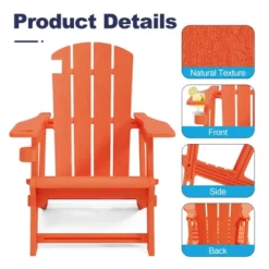FURNIinspire Patio Accent Chairs Outdoor Folding Chairs Adirondack Chair, Portable Chair With Handles For Beach, Backyard, Orange, 31.4"*29.6"*36.4" -Home Haven Furniture Store GUEST ab82d918 5d51 445a 9203 386839ab8c7c