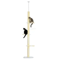 FURNIinspire 4-Tier Tall Cat Tower, Floor To Ceiling Cat Tree, Sisal Scratching Posts, Toy Ball For Indoor Cats, Yellow, 18.5"*13.5"*102.25" -Home Haven Furniture Store GUEST ac8f7809 4747 4a25 9ce8 90b7dda5b46c