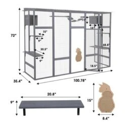 FURNIinspire Pet Crates And Houses Cat Enclosure With Leaping Platforms, Feline Condos, Catwalk, Scratching Panel, Gray, 104.3"*35.4"*72.1" -Home Haven Furniture Store GUEST ad904447 cac5 4b80 9ed9 5447f81d70c4