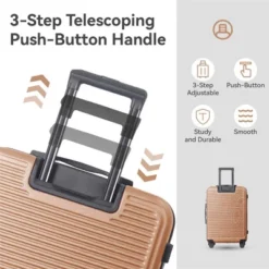 FURNIinspire Bag And Luggage Sets 3 Piece Travel Hard Shell Luggage, Lightweight Rolling Suitcases With Wheels, Brown, 20.67"*11.61"*29.92" -Home Haven Furniture Store GUEST aedc0c96 fdf2 48de be71 8aba8b17b945