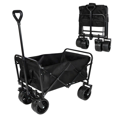 FURNIinspire Outdoor Serving Carts 220Lbs Collapsible Folding Beach Wagon Cart Wagons Carts Heavy Duty Foldable, Black, 35.43"*23.47"*40.16" 5 FURNIinspire Outdoor Serving Carts 220Lbs Collapsible Folding Beach Wagon Cart Wagons Carts Heavy Duty Foldable, Black, 35.43"*23.47"*40.16" - Image 3