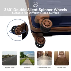 FURNIinspire Bag And Luggage Sets 3 Piece Textured Travel Luggage, Hard Suitcase Set With Wheels, Scratch-Resistant, Navy Blue, 21.46"*12.01"*30.51" -Home Haven Furniture Store GUEST b0e0e258 302d 467c 8cb2 4813724e139a