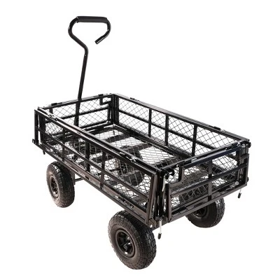 FURNIinspire Wheelbarrows And Lawn Carts Double Fence Utility Cart Wagon Cart Garden Cart, Ideal For Outdoor Activities, Black, 41“*20"*39" 7 FURNIinspire Wheelbarrows And Lawn Carts Double Fence Utility Cart Wagon Cart Garden Cart, Ideal For Outdoor Activities, Black, 41“*20"*39" - Image 5