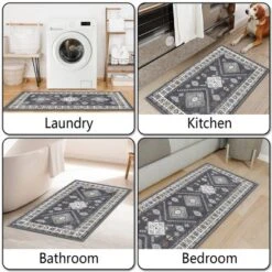 FURNIinspire Floor Mats 3 Piece Farmhouse Kitchen Rug Washable Area Rugs Non Skid Bohemian Mat For Hallway Entryway, Grey, 60"*20" -Home Haven Furniture Store GUEST b212121e 0236 46e7 a692 0fb475b3cf20