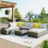 FURNIinspire Patio Seating Sets 8-Pieces Outdoor Wicker Patio Furniture Sets, Conversation Sofa Set, Single Sofa Combinable, Beige, 118“*118”*26“ -Home Haven Furniture Store GUEST b2139389 103f 4cdc a46b 4a61146332bf
