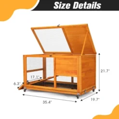 FURNIinspire Pet Crates And Houses, Tier Rabbit Hutch On Wheels, Openable Roof, Easy-to-Clean Tray, House For Small Animals, Orange, 38"*22"*6" -Home Haven Furniture Store GUEST b2a5b72f 8f48 4832 9127 52dbddb2753c