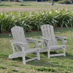 FURNIinspire Patio Accent Chairs Outdoor Folding 2PCS Chairs Adirondack Chair, Portable Chair With Handles For Backyard, Gray, 31.4"*29.6"*36.4" -Home Haven Furniture Store GUEST b2a5c594 9099 47b8 b27f d4d00ce2d3c0