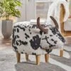 FURNIinspire Ottomans And Benches Cow Shaped Handcrafted Fabric Pouf With Natural Textures For Modern Living Indoor, White, 24.75"*14.25"*13.5" -Home Haven Furniture Store GUEST b34766c3 06fb 4a08 8ebb 2800a9b12b4a