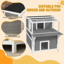 FURNIinspire Pet Crates And Houses Cat House, Double-Layer, Removable Pet House With Sloping Roof, Waterproof Kitty House, Gray, 34.3"*25.2"*29.9" -Home Haven Furniture Store GUEST b412d102 d381 41cd 8986 ae54098e6c5d