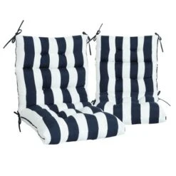 FURNIinspire Outdoor Seat Cushions Patio Chair Cushions Replacements, 2 Pcs Set High Back Seat Cushions, Blue Stripes, Multicolored, 45"*22"*4" -Home Haven Furniture Store GUEST b41f21f3 ee6d 4eba 9254 3661077e6b22