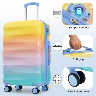 FURNIinspire Bag And Luggage 3 Piece Sets Carry On Luggage, Travel Luggage Set Hard Shell Suitcases With Wheels, Multicolored, 12.2"*19.7"*30.1" 5 FURNIinspire Bag And Luggage 3 Piece Sets Carry On Luggage, Travel Luggage Set Hard Shell Suitcases With Wheels, Multicolored, 12.2"*19.7"*30.1" - Image 3