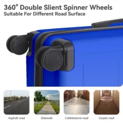 FURNIinspire Bag And Luggage Sets Hard Shell 3 Piece Suitcase Set, Travel Luggage Business Suitcases With Wheels, Blue, 19.88"*10.63"*29.92" -Home Haven Furniture Store GUEST b5659252 b7c4 4cc2 82c3 7d747c898511