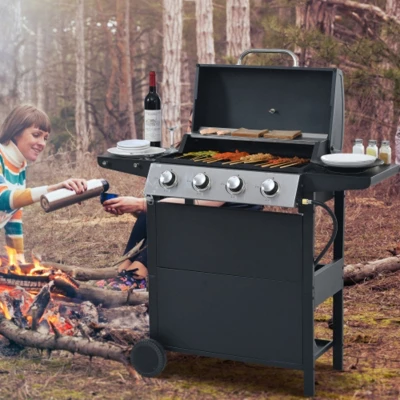 FURNIinspire Outdoor Grills, Griddles And Smokers Professional 4 Burner Gas Grill, Stainless Steel BBQ With Pizza Oven, Black, 27.2"*18.1"*15" 4 FURNIinspire Outdoor Grills, Griddles And Smokers Professional 4 Burner Gas Grill, Stainless Steel BBQ With Pizza Oven, Black, 27.2"*18.1"*15" - Image 2