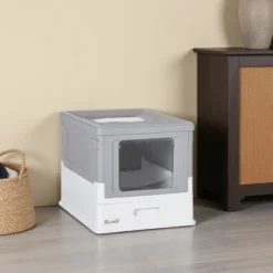 FURNIinspire Pet Training Pads And Potties Enclosed Cat Litter Box With Lid, Scoop, Drawer Type Tray, Portable Pet Toilet, Gray, 18.75"*14"*14.5" -Home Haven Furniture Store GUEST b8d29edc c6c8 4e56 b6e8 54a20ddb4d5d