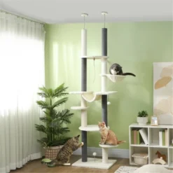 FURNIinspire Pet Tower Cat Tree, Cat Tower Cat Condo Cat Climbing Tower Cat Tree Tower For Indoor Cats Large, White, 17.3"*23.6"*100.4" -Home Haven Furniture Store GUEST ba78dbaf 23f9 4a92 af93 8452462b03bb