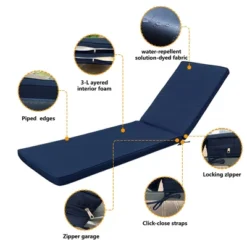 FURNIinspire Outdoor Seat Cushions Patio Lounge Chair Cushion Replacement, Outdoor Chair Cushion, Removable Cover, Dark Blue, 74.4"*22.05"*2.76" -Home Haven Furniture Store GUEST bccb4f46 40ed 4f92 95c5 b626696d3142
