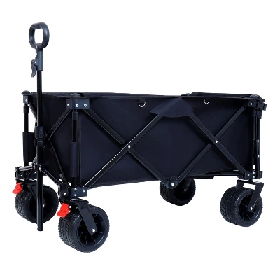 FURNIinspire Wheelbarrows And Lawn Carts Yard Cart Garden Cart, Collapsible Folding Wagon For Camping, Beach, Black, 46.85"*22.05"*41.34" 7 FURNIinspire Wheelbarrows And Lawn Carts Yard Cart Garden Cart, Collapsible Folding Wagon For Camping, Beach, Black, 46.85"*22.05"*41.34" - Image 5