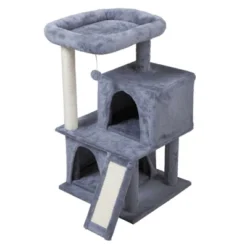 FURNIinspire Pet Tower Double Layer Cat Tree With Cat House And Ladder Light, Modern Cat Furniture, Gray, 19.70"*17.70"*34.00" 9 FURNIinspire Pet Tower Double Layer Cat Tree With Cat House And Ladder Light, Modern Cat Furniture, Gray, 19.70"*17.70"*34.00" -Home Haven Furniture Store GUEST bdec020f 1eae 4192 a4da c0c91e9f130c
