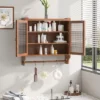 FURNIinspire Kitchen And Dining Cabinets Vintage 2 Door Wood Wall Cabinet, Dining Room Pantry Cabinet With Towel Rack, Dark Brown, 7.08"*24.8"*23.62" -Home Haven Furniture Store GUEST bed1f792 3d2c 4850 9e06 a58deb54db15