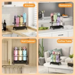 FURNIinspire Water Bottle Organizer With Handle Kitchen Storage For Stanley Cup Accessories Mug Organizer, Black, 16.19"*10.34"*2.93" -Home Haven Furniture Store GUEST c06de9c9 26b7 4109 8e9e 836a9795d00a