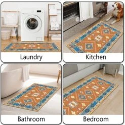 FURNIinspire Floor Mats Home 3 Piece Kitchen Rug Machine Washable Floor Mat For Living Room, Vintage Carpet, Non Slip, Red, 60"*20" -Home Haven Furniture Store GUEST c14a9aba ccf2 4dfb bba3 e8d428488146