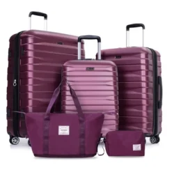 FURNIinspire Bag And Luggage Sets 5 Piece Expandable Hard Shell Suitcase Set Rolling Travel Luggage For Family, Dark Purple, 20.28"*11.42"*30.31" -Home Haven Furniture Store GUEST c2268690 58d5 4b4b 8995 4f70a11fc942