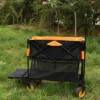 Furniinspire Wheelbarrows And Lawn Carts Big Large Capacity Folding Cart, Extra Long Extender Wagon Cart, Black And Orange, 53“*20"*51"