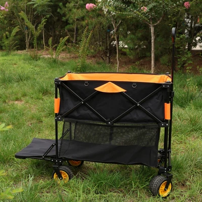 Furniinspire Wheelbarrows And Lawn Carts Big Large Capacity Folding Cart, Extra Long Extender Wagon Cart, Black And Orange, 53“*20"*51" 3 Furniinspire Wheelbarrows And Lawn Carts Big Large Capacity Folding Cart, Extra Long Extender Wagon Cart, Black And Orange, 53“*20"*51"
