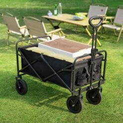 FURNIinspire Wheelbarrows And Lawn Carts Collapsible Folding Wagon Car, Heavy Duty Utility Wagon With All-Terrain Wheels, Black, 18.5"*29.5"*35" -Home Haven Furniture Store GUEST c49ac5c0 e735 4ce8 8cdd dabba039aff6
