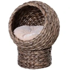 FURNIinspire Handwoven Elevated Cat Bed With Cushion & Stand,Egg Chair Shape Cat Basket Kitty House For Indoor,16.5"*13"*20.5" -Home Haven Furniture Store GUEST c4af06e3 2429 429a aa82 03236a4afbc6