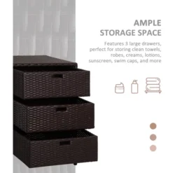 FURNIinspire Utility Storage Cabinet Outdoor Towel Cabinet PE Rattan Pool Storage Organizer Weather Safe Material, Brown, 33.50"*20.90"*24.80" -Home Haven Furniture Store GUEST c4faf725 ede0 4130 88c5 c60adba88327