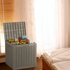 FURNIinspire Deck Boxes, Portable Storage Box With Waterproof Function For Patio Furniture, Garden Tools, All Weather Use, Brown, 22.09"*17.09"*20.87" -Home Haven Furniture Store GUEST c569bcd8 889b 49e2 9d5f be63005c978c