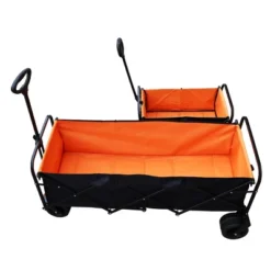 FURNIinspire Wheelbarrows And Lawn Carts Large Capacity Folding Cart, Lawn Cart For Picnic, Shopping, Black And Orange, 53“*21"*41" -Home Haven Furniture Store GUEST c6f878e6 1be1 4830 a51a 842d51c86172