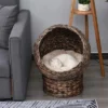 FURNIinspire Pet Crates And Houses Cat Bed With Cushions, Cat Basket Bed, High Cat House, Comfy Kitty Basket House, Gray, 16.5"*19.75"*23.5"