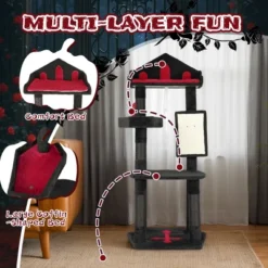 FURNIinspire Pet Tower 50 Inch Gothic Corner Cat Tree Cat Tower Stand With Perch, Scratching Post, Extra Wide Base, Black, 23.4"*23.01"*50" -Home Haven Furniture Store GUEST c8b1ded3 e012 4e15 b704 37331e93e610
