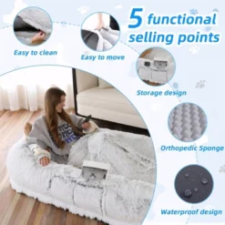 FURNIinspire Pet Beds Human Dog Bed, Washable Faux Fur Dog Bed, Large Dog Sofa Bed Washable Pet Bedfor Bedroom, Living Room, Gray, 71"*45"*14" -Home Haven Furniture Store GUEST c8e38838 c62c 45b3 aaea 67f24b9e2c9f