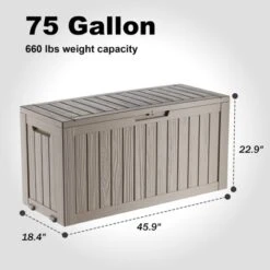 FURNIinspire Deck Boxes 75 Gallon Waterproof Resin Deck Box, Outdoor Storage Container Storage Bin, All Weather Use, Light Brown, 18“*46”*23“ -Home Haven Furniture Store GUEST c90eef61 2f2e 468b a899 71dfb4705780