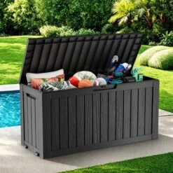FURNIinspire Deck Boxes 75 Gallon Waterproof Resin Deck Box, Outdoor And Indoor Storage Container Storage Bin, All Weather Use, Black, 18“*46”*23“ -Home Haven Furniture Store GUEST c97de69a e134 47eb 9951 29a46bf657de