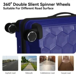 FURNIinspire Bag And Luggage Sets 3 Piece Travel Luggage With Rolling Wheels, Lightweight Hard Shell Suitcase Set, Blue, 20.08"*11.81"*30.12" -Home Haven Furniture Store GUEST c9ddc94b f232 42f2 8825 449564ab9e0e