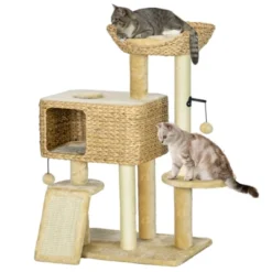 FURNIinspire Cat Tree For Indoor Cats, Cat Tower With Scratching Posts, Ramp, Condo, Toy Balls, Platform, Bed, Ramp, Beige, 23.5"*15.75"*38.5" 11 FURNIinspire Cat Tree For Indoor Cats, Cat Tower With Scratching Posts, Ramp, Condo, Toy Balls, Platform, Bed, Ramp, Beige, 23.5"*15.75"*38.5" -Home Haven Furniture Store GUEST cc646adb 4248 41c9 94ec 0a11314f8eaa